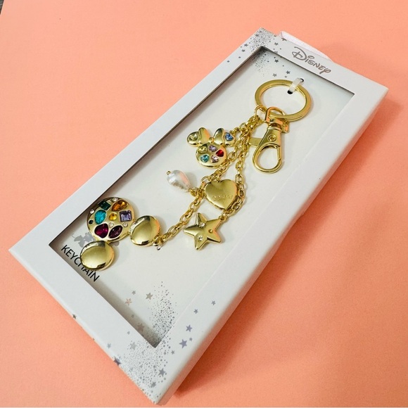 Disney Gold Charm Keychain NWT - Picture 1 of 6